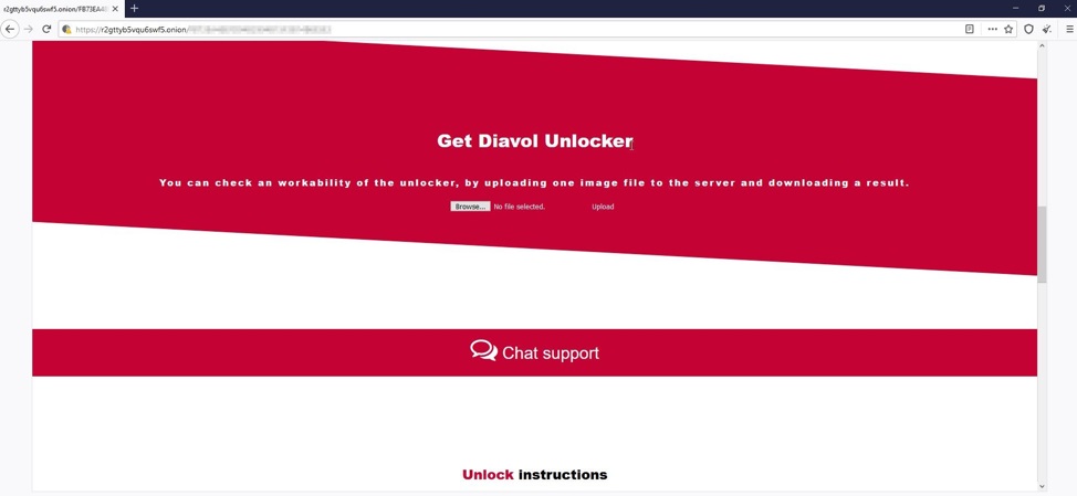 Fig.2 Diavol’s website using Tor browser.
