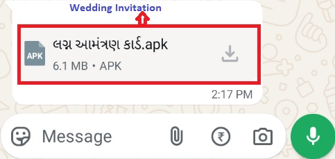 Fig.1- Fake wedding invitation apk received via WhatsApp (Source: K7 Security Labs)
