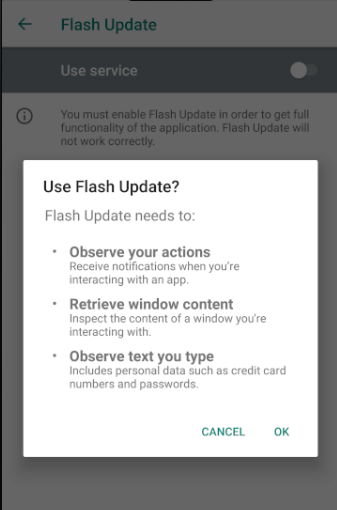 Figure:2 Request for using accessibility service