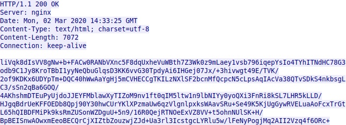 Figure:3 Encrypted HTTP response returned from C2 server