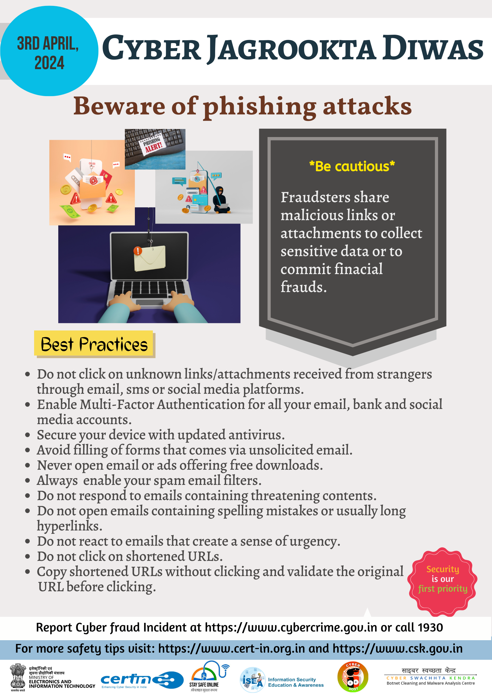 Report Cyber Security incidents to incident@cert-in.org.in Fig 1