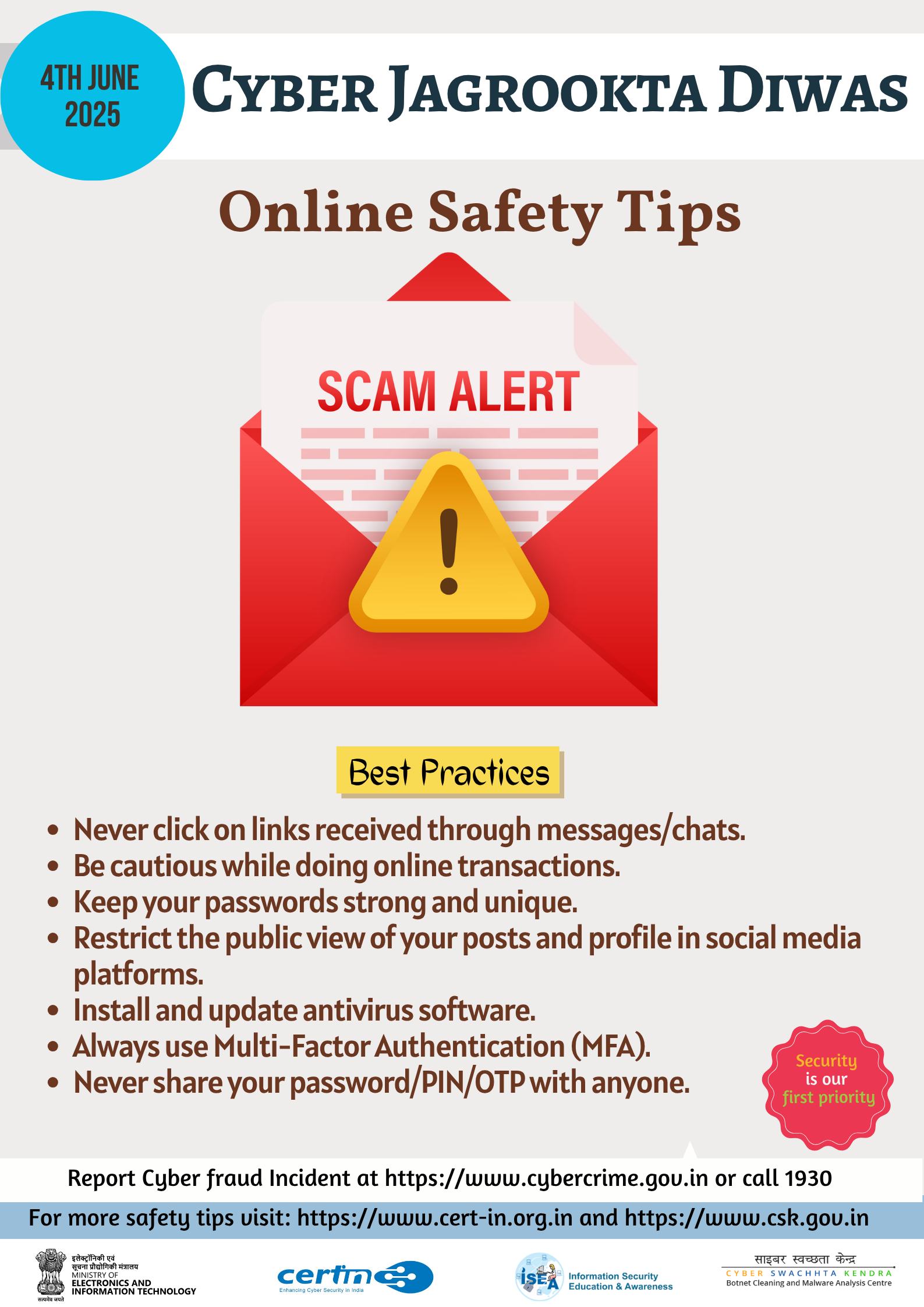 Report Cyber Security incidents to incident@cert-in.org.in Fig 3