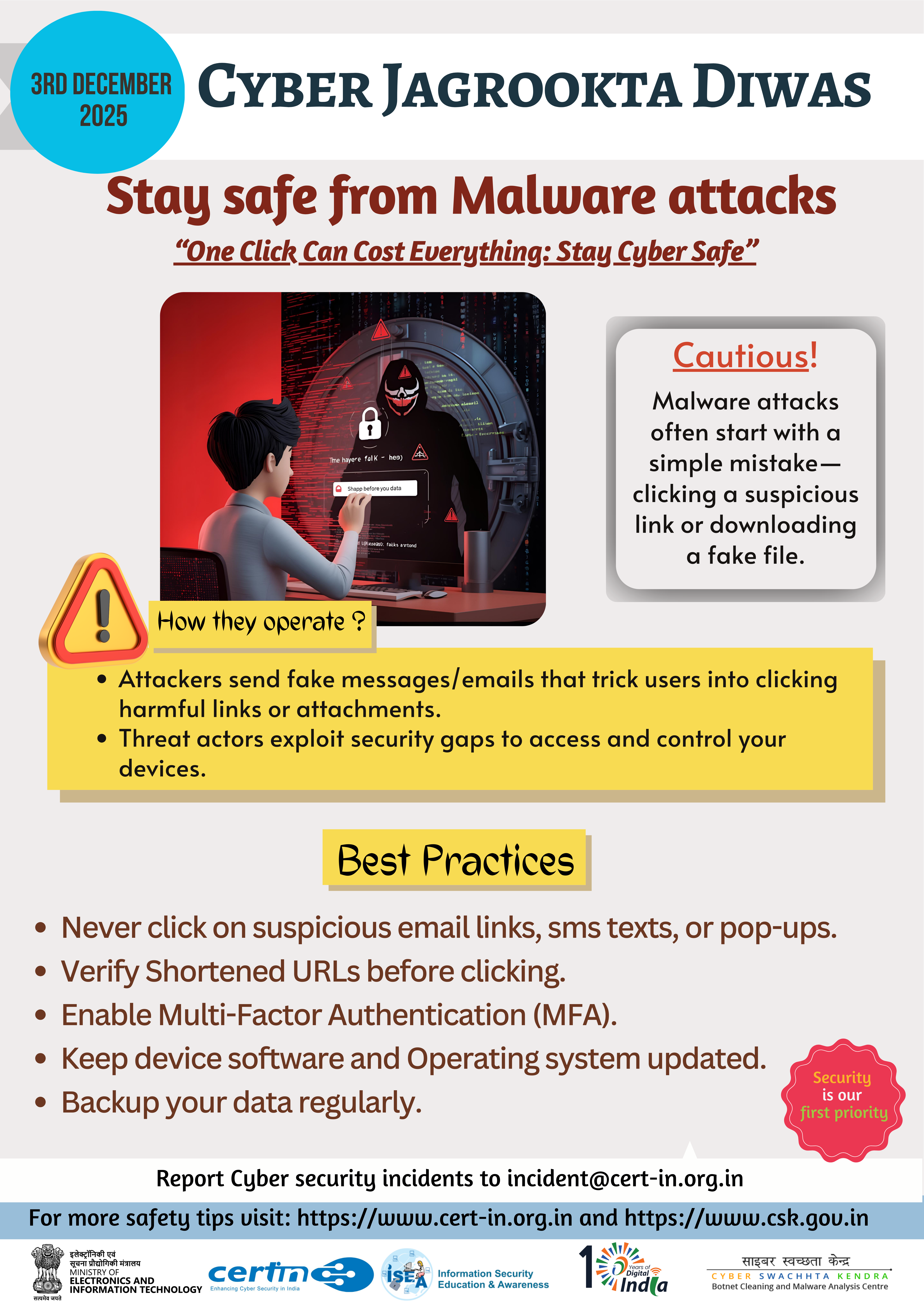 Report Cyber Security incidents to incident@cert-in.org.in Fig 1
